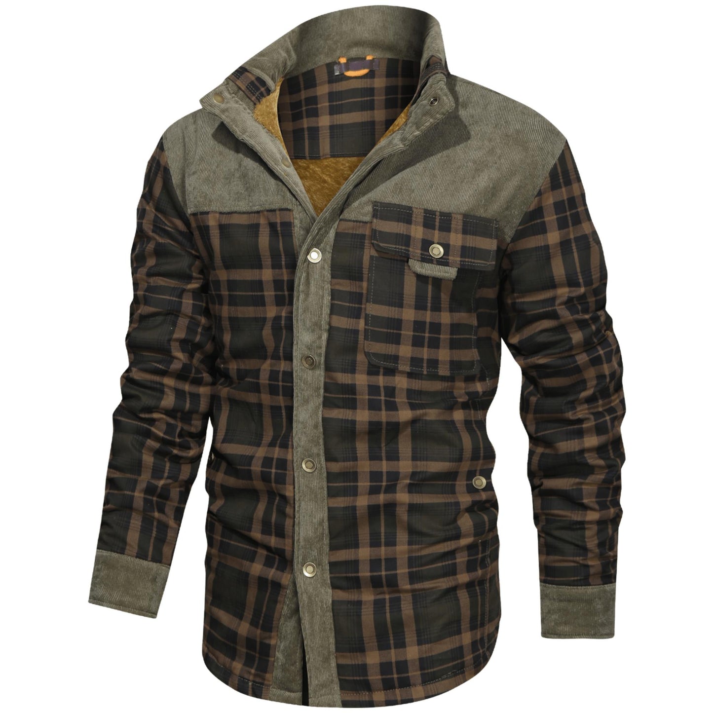 Men’s Plaid Overshirt | Contrast Yoke Shirt Jacket | Brushed Casual Layer