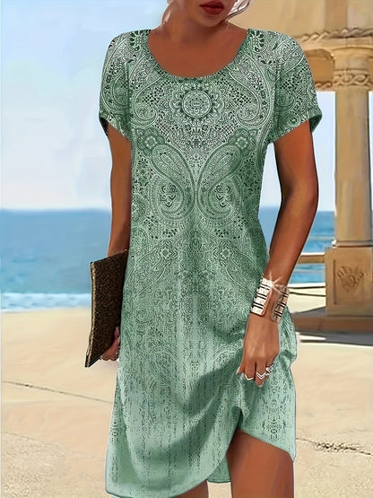 Short-Sleeve Knit Dress | Scoop Neckline | Easy Relaxed Fit