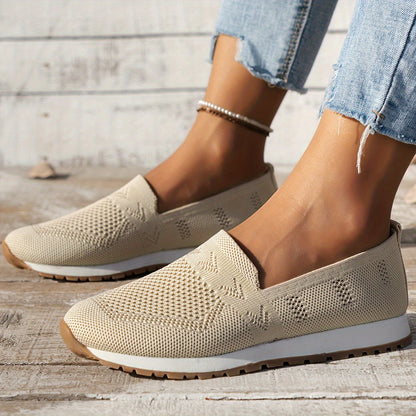 Knit Slip-On Sneakers | Lightweight Casual Walking Shoes | Breathable Stretch Fit