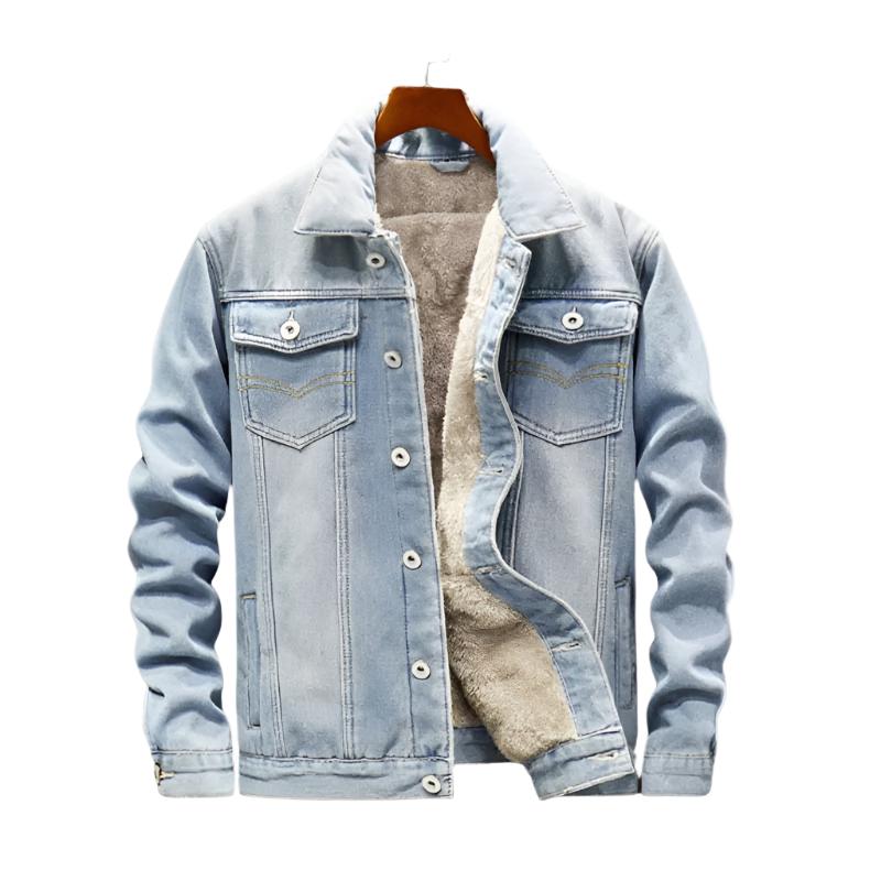 Men’s Sherpa-Lined Denim Jacket | Light Wash | Winter Casual Outerwear
