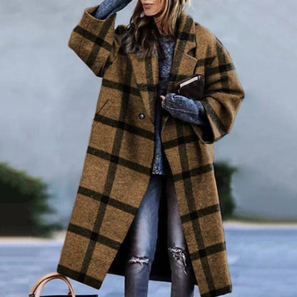 Oversized Wool-Blend Coat | Notched Collar | Bold Colours & Plaid Options