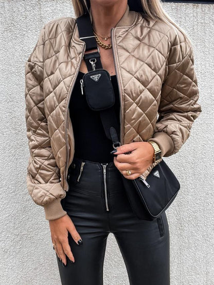 Quilted Bomber Jacket | Lightweight & Stylish | Satin Finish | Casual Layering