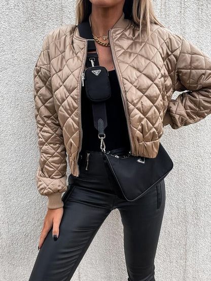 Quilted Bomber Jacket | Lightweight & Stylish | Satin Finish | Casual Layering