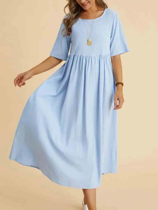 Relaxed Cotton Maxi Dress | Short Sleeve | Minimalist Everyday Style