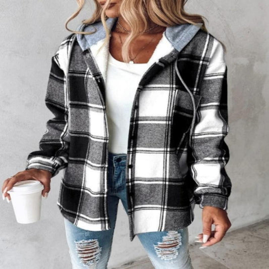 Plaid Hooded Shacket | Fleece-Lined Button-Up | Casual Fall Layer