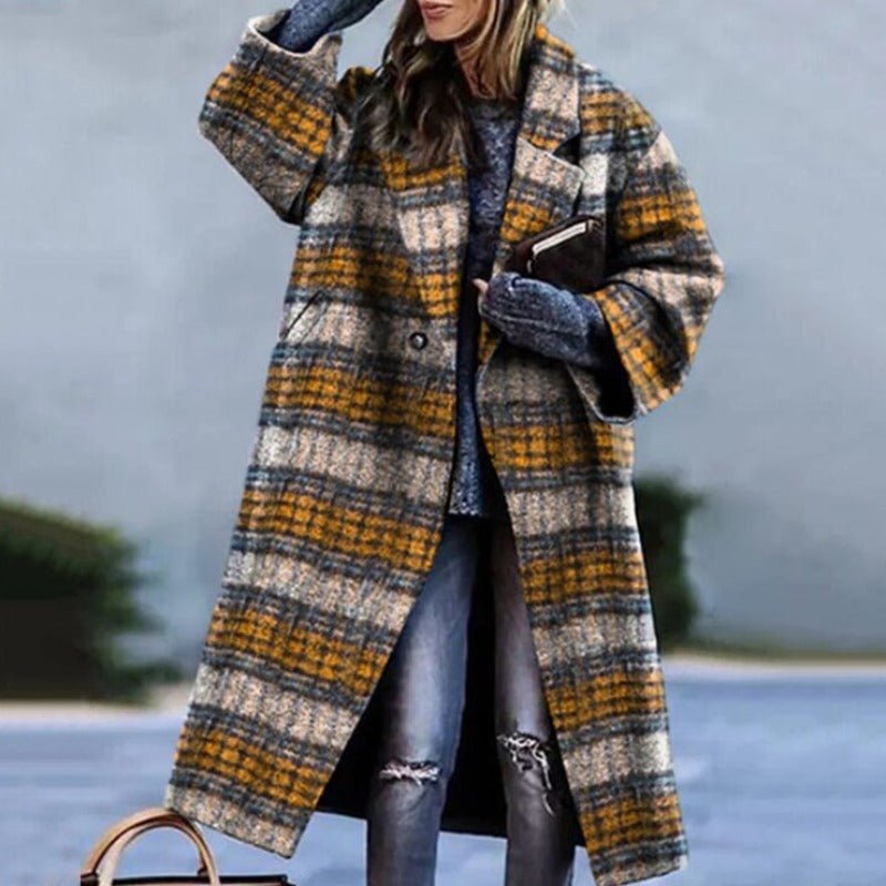 Oversized Wool-Blend Coat | Notched Collar | Bold Colours & Plaid Options