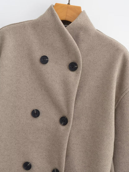 Double-Breasted Wool Blend Coat | Oversized Fit | Timeless Elegance | Casual Chic