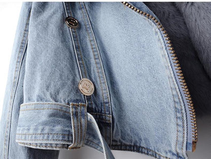 Luxe Denim Jacket | Faux Fur Collar & Cuffs | Winter Chic | Casual Layer