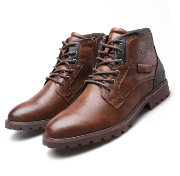 Men's Leather Lace-Up Boots | Rugged Sole | Classic Ankle Height