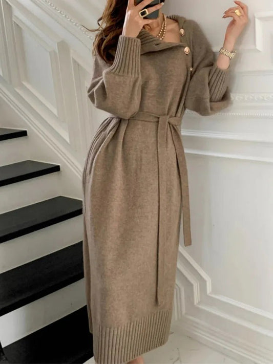 Belted Turtleneck Knit Maxi Dress | Elegant Warmth | Soft Knit | Winter Statement