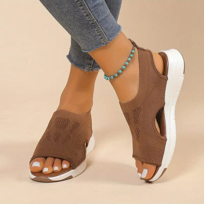 Knit Sport Sandals | Lightweight Platform Sole | Open Toe Slip-On