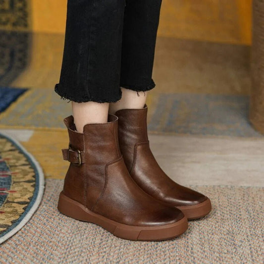 Ankle Boots | Buckled Side Detail | Soft Leather Finish