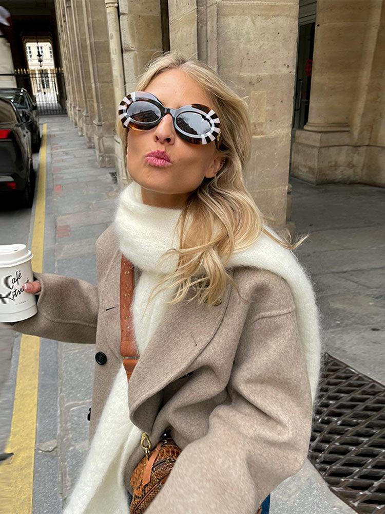 Double-Breasted Wool Blend Coat | Oversized Fit | Timeless Elegance | Casual Chic