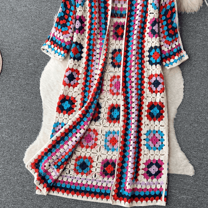Crochet Cardigan | Boho Knit Open Front | Lightweight Layer for Women