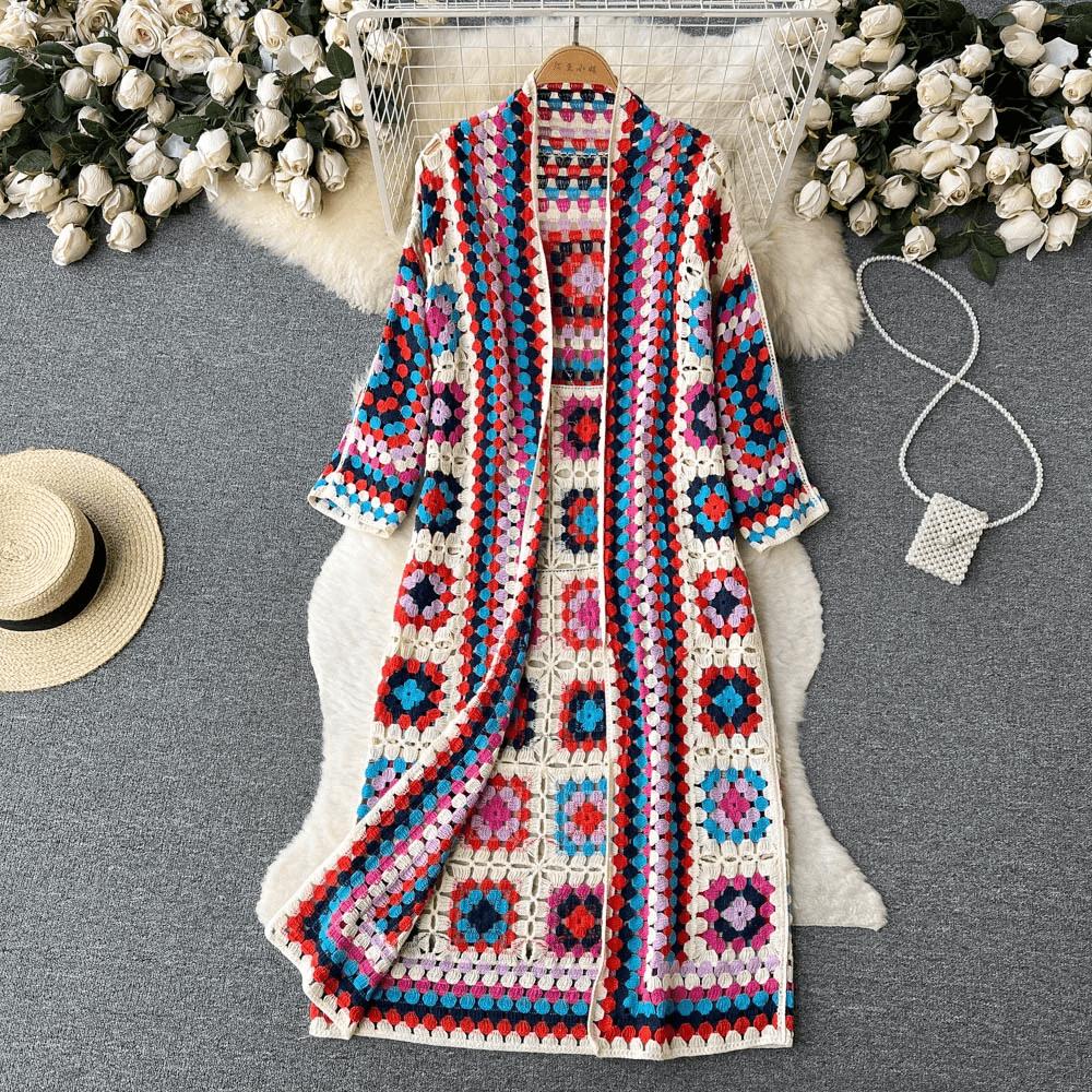 Crochet Cardigan | Boho Knit Open Front | Lightweight Layer for Women