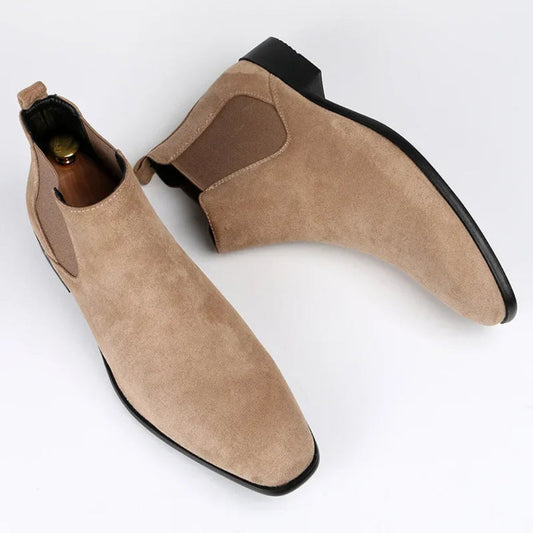 Men’s Suede Chelsea Boots | Slip-On with Elastic Sides | Classic Everyday Ankle Boot