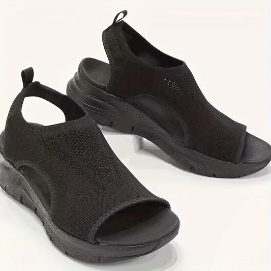 Knit Sport Sandals | Lightweight Platform Sole | Open Toe Slip-On
