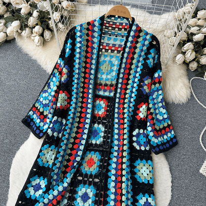 Crochet Cardigan | Boho Knit Open Front | Lightweight Layer for Women