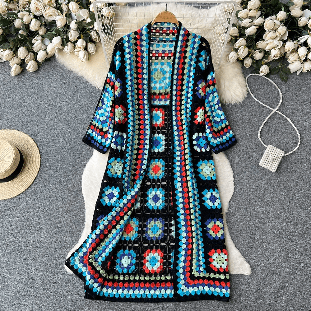 Crochet Cardigan | Boho Knit Open Front | Lightweight Layer for Women