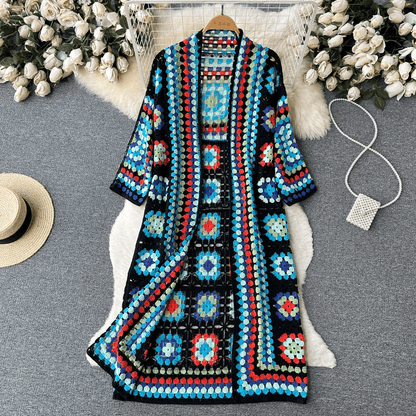 Crochet Cardigan | Boho Knit Open Front | Lightweight Layer for Women