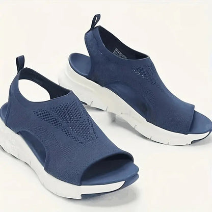 Knit Sport Sandals | Lightweight Platform Sole | Open Toe Slip-On