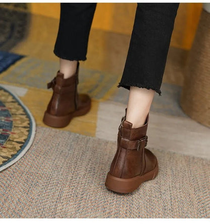 Ankle Boots | Buckled Side Detail | Soft Leather Finish