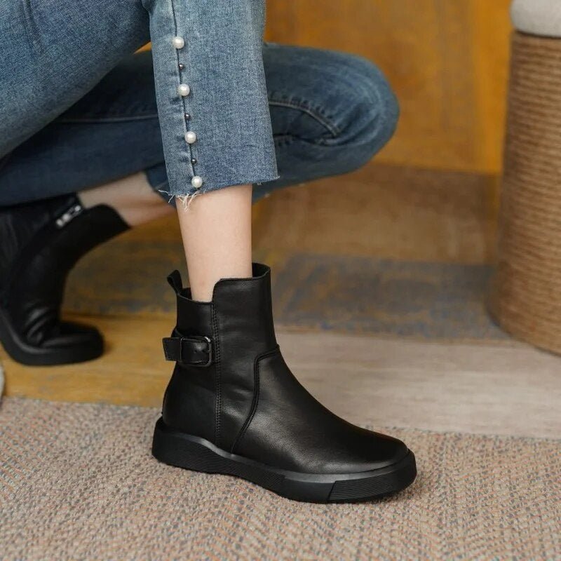 Ankle Boots | Buckled Side Detail | Soft Leather Finish
