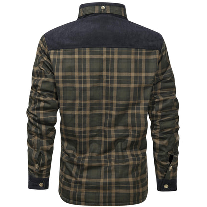 Men’s Plaid Overshirt | Contrast Yoke Shirt Jacket | Brushed Casual Layer