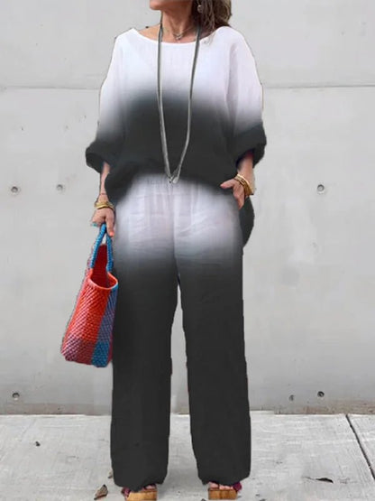Two-Piece Ombre Loungewear Set | Lightweight Layering with Gradient Colour Wash