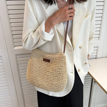 Woven Straw Shoulder Bag | Adjustable Strap | Casual Summer Style