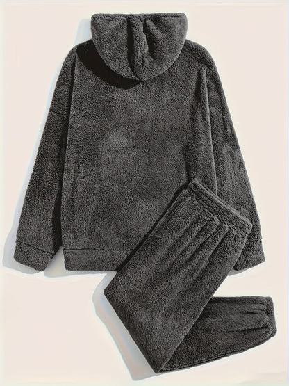 Men's Fleece Loungewear Set | Plush Hoodie & Joggers | Winter Indoor Comfortwear