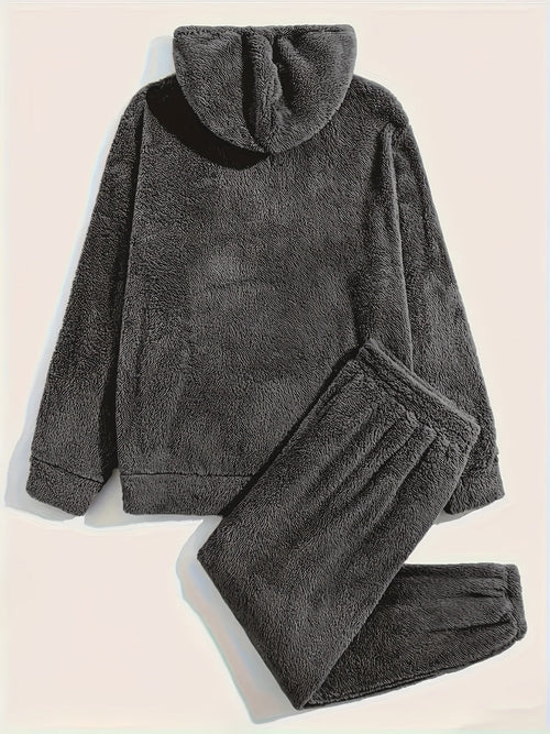 Men's Fleece Loungewear Set | Plush Hoodie & Joggers | Winter Indoor Comfortwear