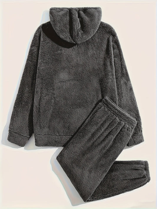Men's Fleece Loungewear Set | Plush Hoodie & Joggers | Winter Indoor Comfortwear