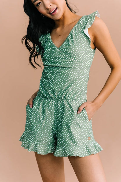 Women's Sleeveless Romper | Wrap Front Short Jumpsuit | Casual Summer Outfit