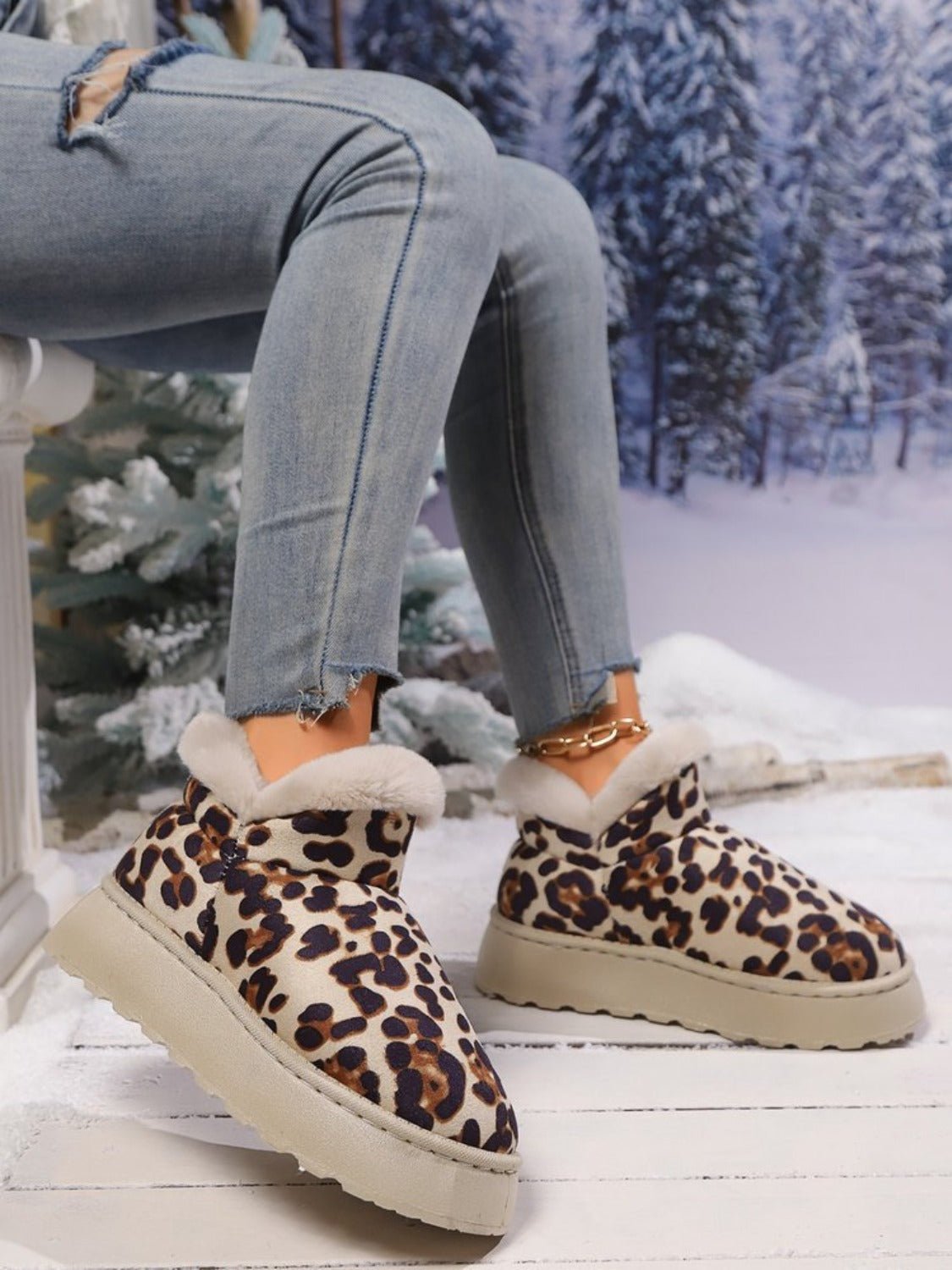 Leopard Print Slip-On Shoes | Faux Suede | Plush Lining | Winter Casual