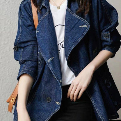 Denim Trench Jacket | Relaxed Fit | Double-Breasted Style | Casual Outerwear
