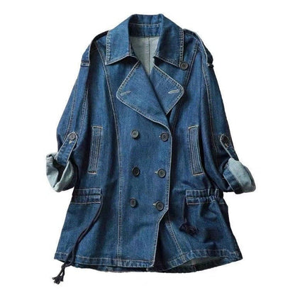 Denim Trench Jacket | Relaxed Fit | Double-Breasted Style | Casual Outerwear