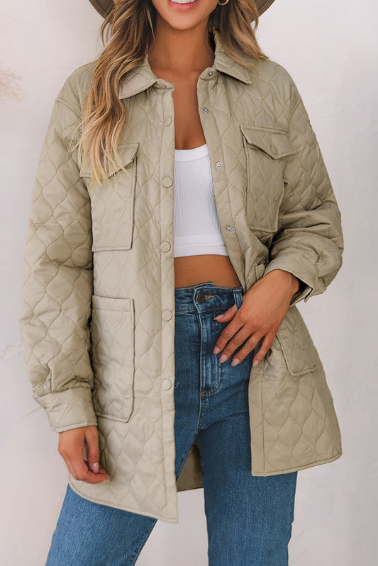 Quilted Button-Up Shacket | Lightweight Warmth | Oversized Fit | Casual Style