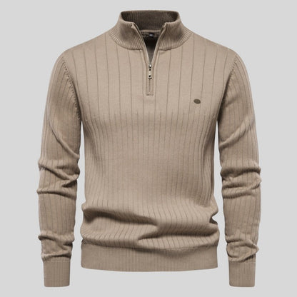 Men's Ribbed Half-Zip Sweater | Structured Knit | Versatile Cool-Weather Layer