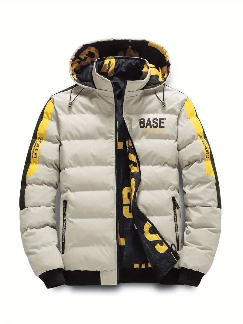Men's Puffer Jacket | Bold Graphic Hood Lining | Insulated & Water-Resistant | Winter Streetwear