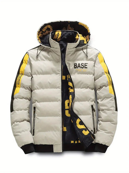 Men's Puffer Jacket | Bold Graphic Hood Lining | Insulated & Water-Resistant | Winter Streetwear