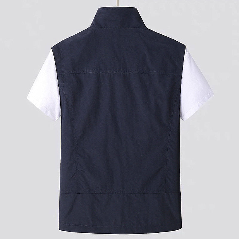 Men's Lightweight Utility Vest | Zip-Up Travel Layer | Multi-Pocket Design