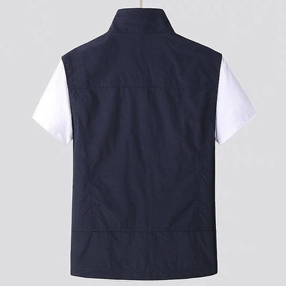Men's Lightweight Utility Vest | Zip-Up Travel Layer | Multi-Pocket Design