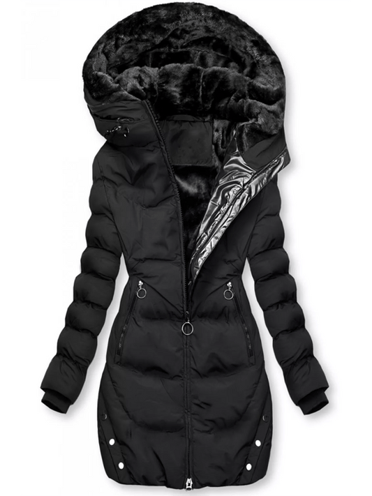 Long Puffer Jacket with Faux Fur Hood | Insulated and Stylish | Winter Essential
