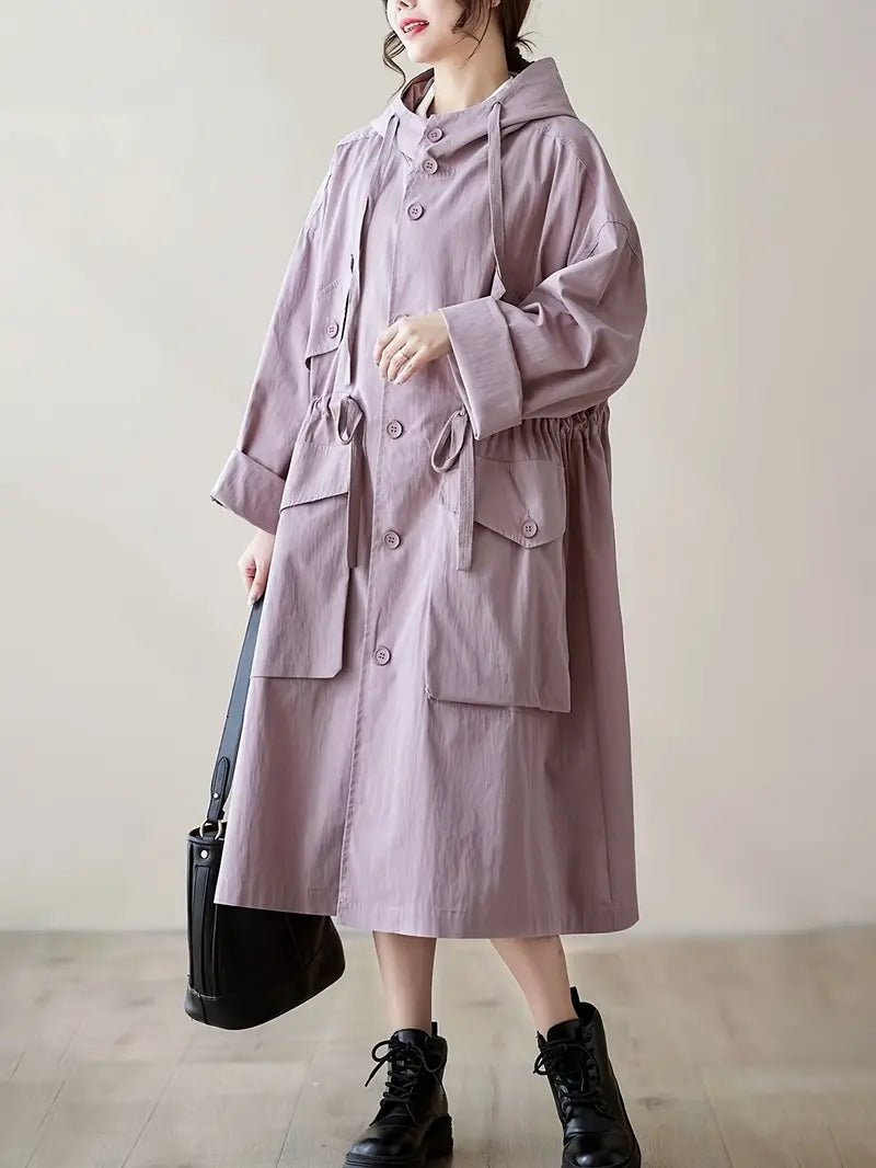 Oversized Hooded Trench Coat | Lightweight & Water-Resistant | Cotton Blend | Casual Outerwear