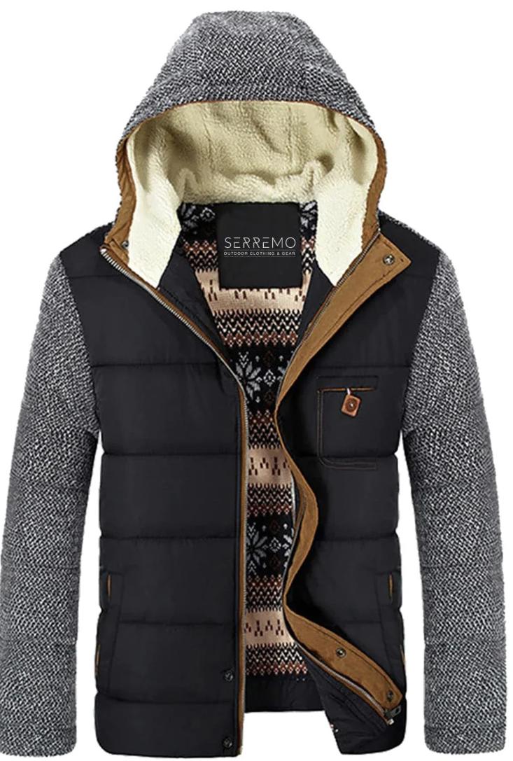 Men's Hybrid Jacket | Sherpa-Lined Hoodie Vest | Mixed Knit Sleeves