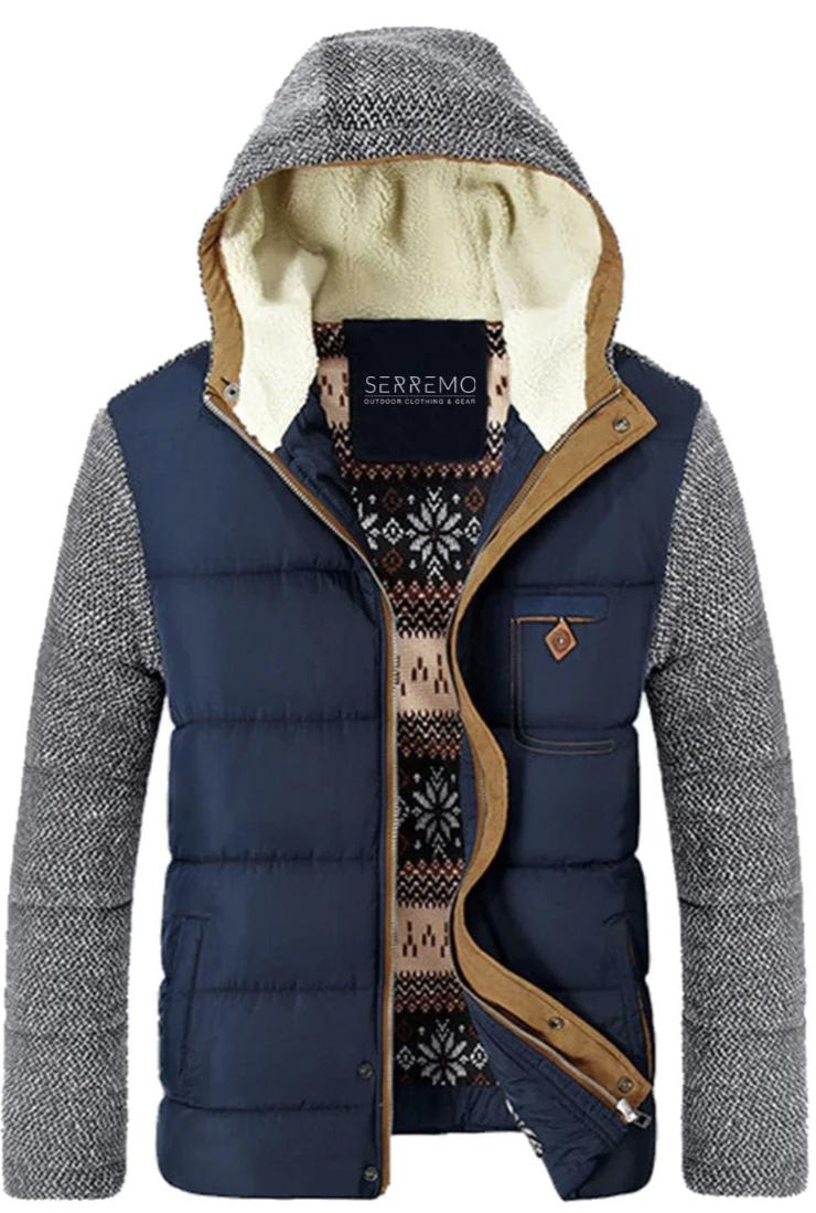 Men's Hybrid Jacket | Sherpa-Lined Hoodie Vest | Mixed Knit Sleeves