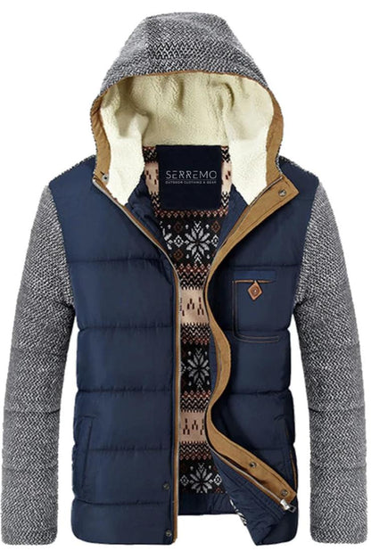 Men's Hybrid Jacket | Sherpa-Lined Hoodie Vest | Mixed Knit Sleeves