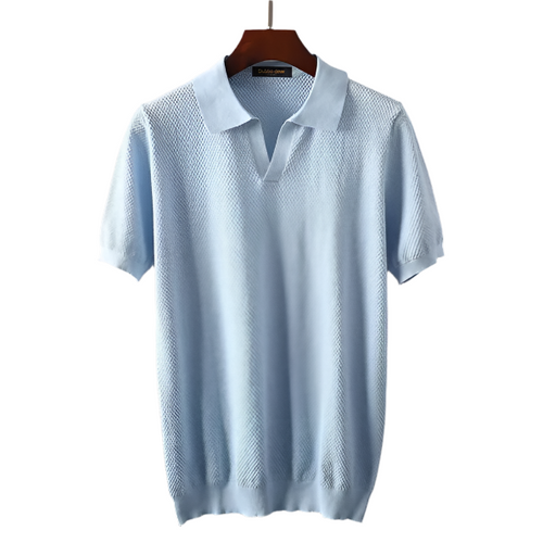Men’s Knitted Polo Shirt | Lightweight Textured Short Sleeve Top | Smart Casual Canada