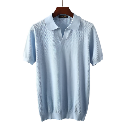 Men’s Knitted Polo Shirt | Lightweight Textured Short Sleeve Top | Smart Casual Canada